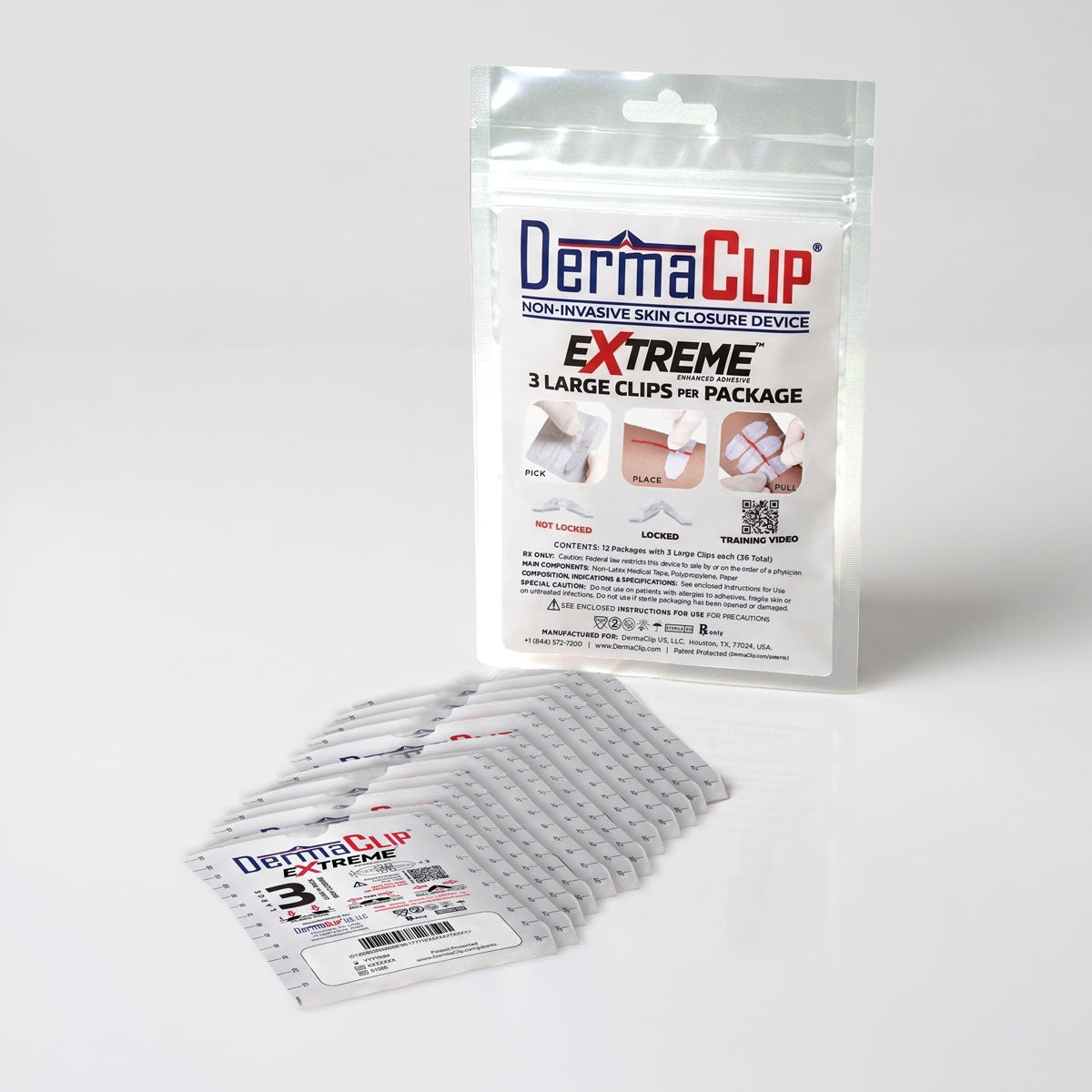 DermaClip Extreme Large 3 Clip (21mm, 3" / pkg)